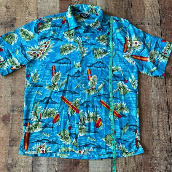Pacific & Co Hawaiian Shirt Surfboard Print Blue Short Sleeve Button-Up XL - Picture 5 of 7
